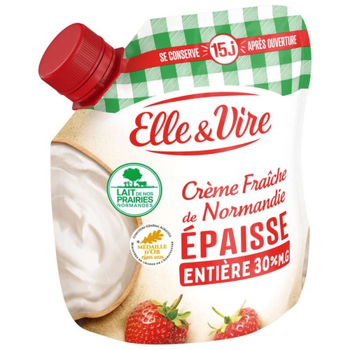 Elle & Vire Crème De Normandie Épaisse Entière 30% de Mg 33cl