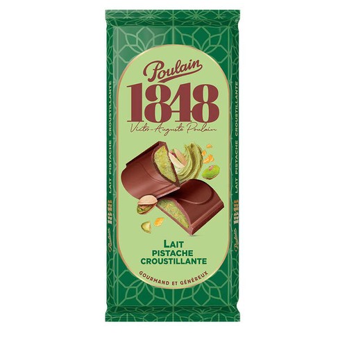 Poulain 1848 Tablette chocolat lait & pistache croustillante 190g