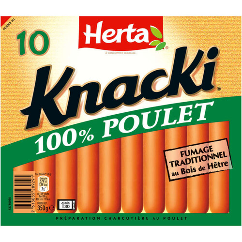 Herta Knacki saucisses 100% poulet x10