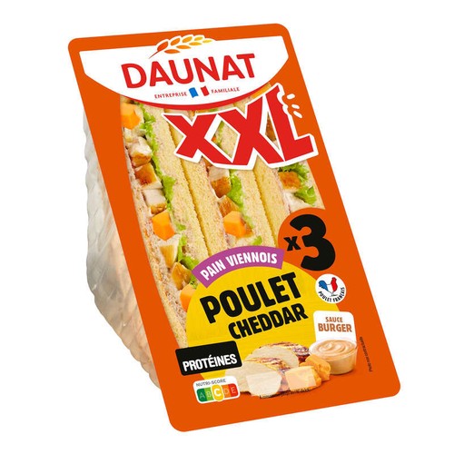 Daunat Poulet Cheddar Burger XXL x3