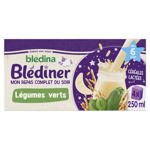 Blédiner Bledina Plat Légumes Verts Dès 6 mois 4x250ml