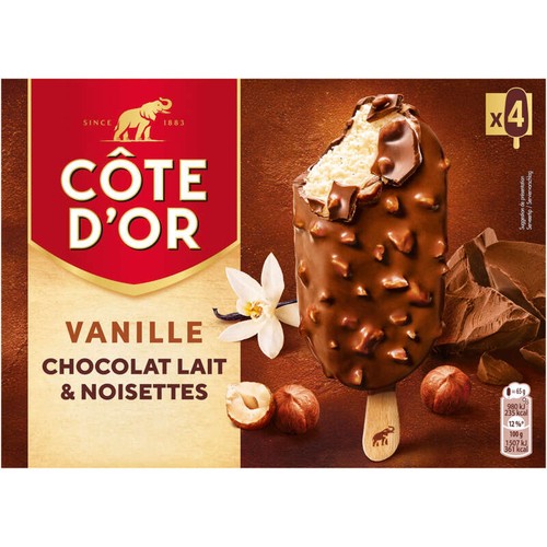 Côte d'Or 4 Bâtonnets Vanille Chocolat Lait Noisette 260g