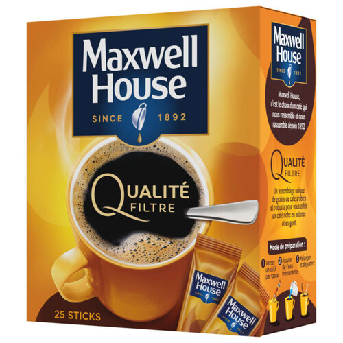 Maxwell House Qualité Filtre Café soluble x25 sticks 45g