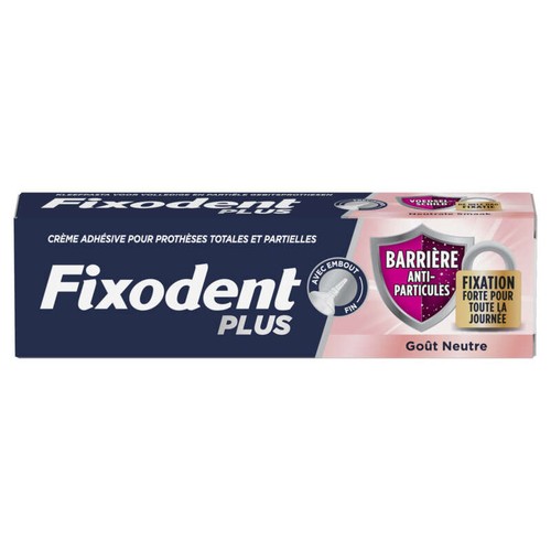 Fixodent Plus Barrière Anti-Particules Crème Adhésive pour prothèses Totales & Partielles 40G