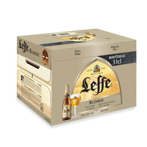 Leffe bière blonde d'abbaye le pack de 20x33cl
