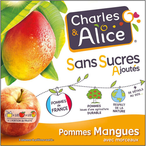 Charles & Alice Desserts fruités pommes et mangues 4x100g