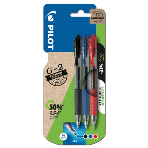 Pilot 3 Stylos Rollers G-2, Pointes moyennes rétractables
