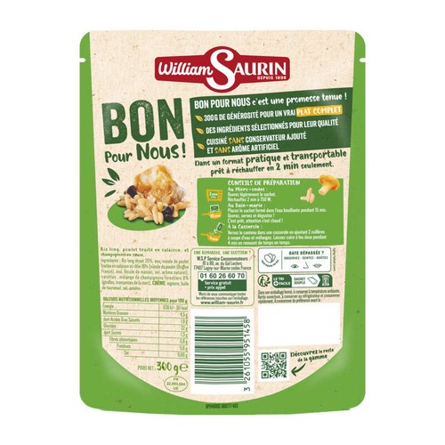 William Saurin Bons pour nous Riz à la forestière poulet rôti 300g