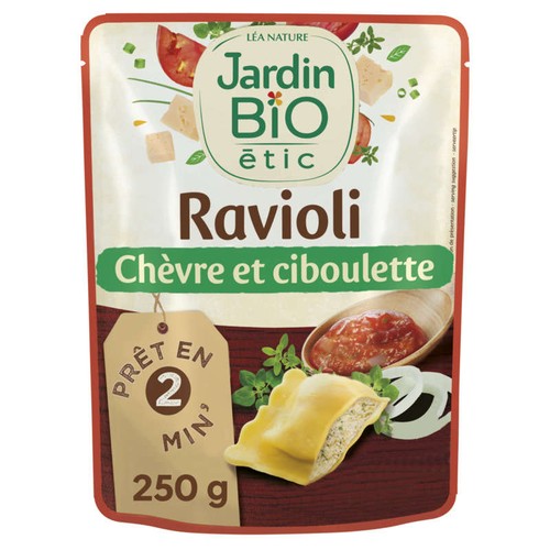 Jardin Bio Ravioli Chèvre Ciboulette Bio 250g