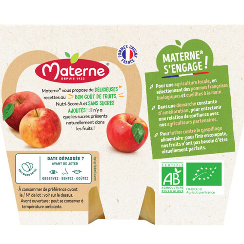 Materne Compote De Pommes Bio 8X100G