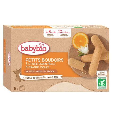 Babybio Petits Boudoirs à l'Huile Essentielle D'Orange Douce Dès 8/10M 120g