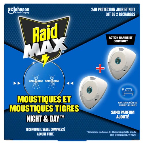 Raid Max Night & Day Recharge Anti-Moustiques * 2 Recharges