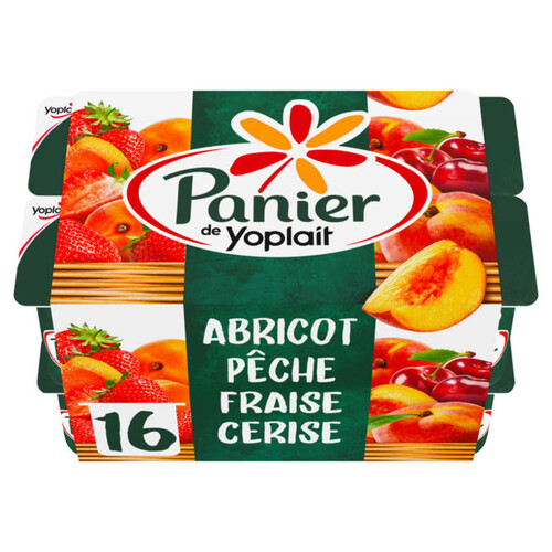 Panier de Yoplait Morceaux de Fruits abricot pêche fraise cerise 16x125g