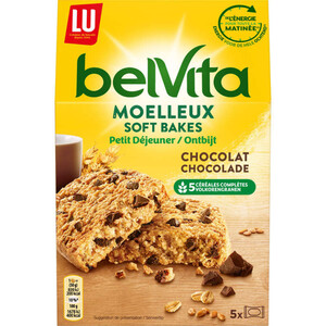 LU BelVita Petit Déjeuner Pépites Chocolat -30% de Sucres 300g (lot de 6) 