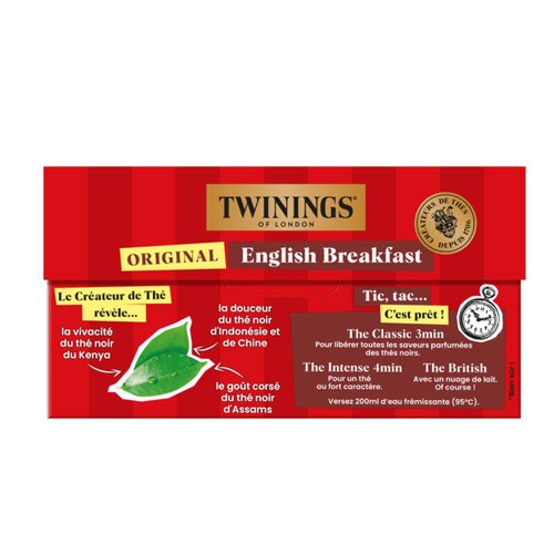 Twinings Thé Original English Breakfast 25 Sachets 40g