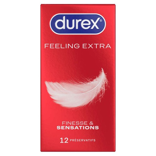 Durex Préservatifs Feeling Extra - Fins Extra Lubrifiés x12