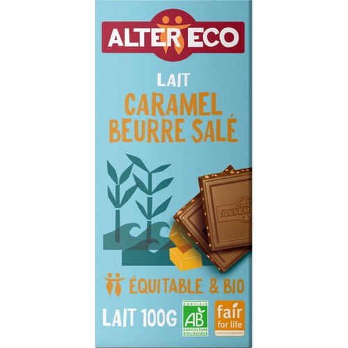 Alter Eco Chocolat Au Lait Du Pérou, Caramel Beurre Salé, Bio 100g