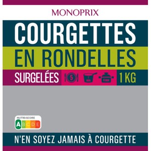 Monoprix Courgettes en rondelles surgelées 1kg