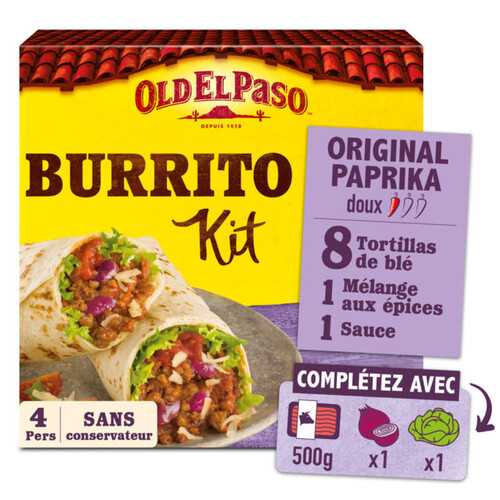 Old El Paso Burrito Le Kit Burritos Saveur Original Paprika Doux 510g