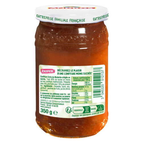 Andros Confiture Rhubarbe -30 de Sucres 350g