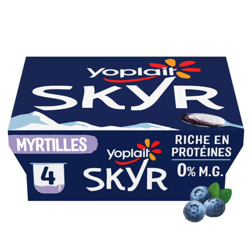 Yoplait Skyr Myrtille Yaourt Riche En Proteine 0% M.G. Pots 4x100g