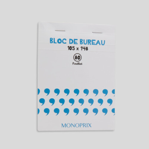 Monoprix Maison Bloc Notes, 10,5X14,8Cm, Petits Carreaux, 80 Feuilles, 80Gr/M²