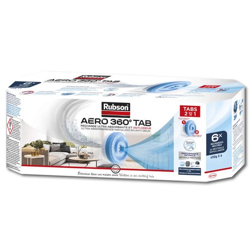 Rubson Absorbeur Aero 360° Recharge Neutre Lot de 6