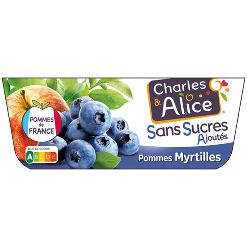 Charles & Alice desserts fruités pommes myrtilles 4x97g