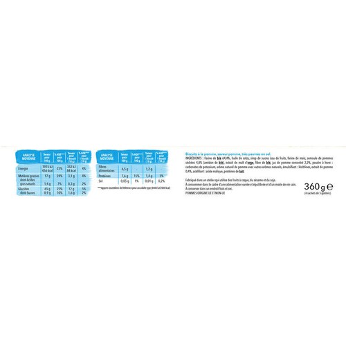 Gerblé Biscuit goûters 4S aux pommes 360g
