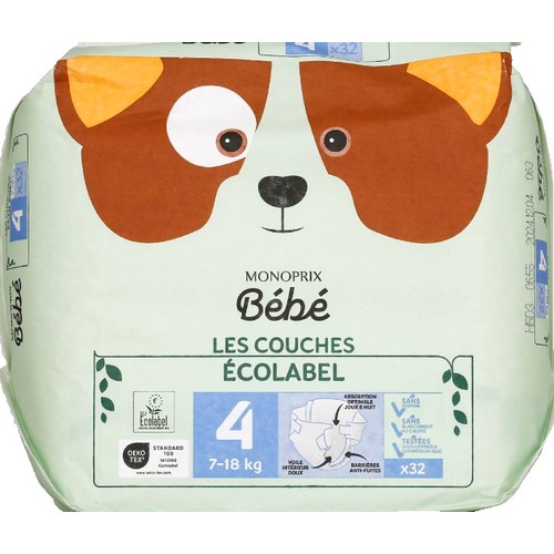 Monoprix Bébé Couches Écolabel Taille 4 x32