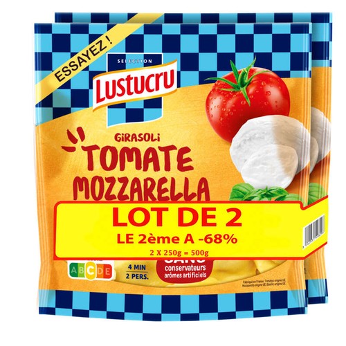Lustucru Lot 2 girasoli tomate basilic mozzarella 2ème à -68% 500g