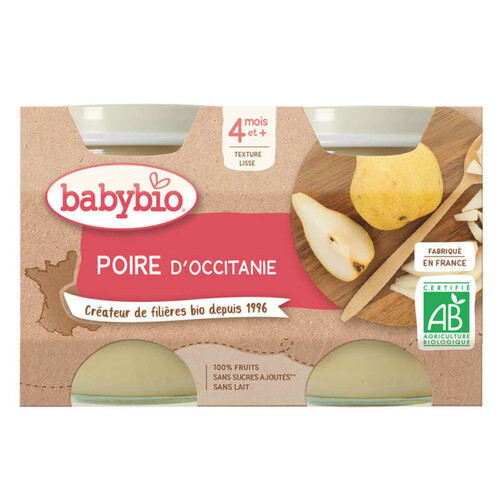 [Par Naturalia] Babybio Petits Pots Poire de Provence Dès 4 Mois 2x130g