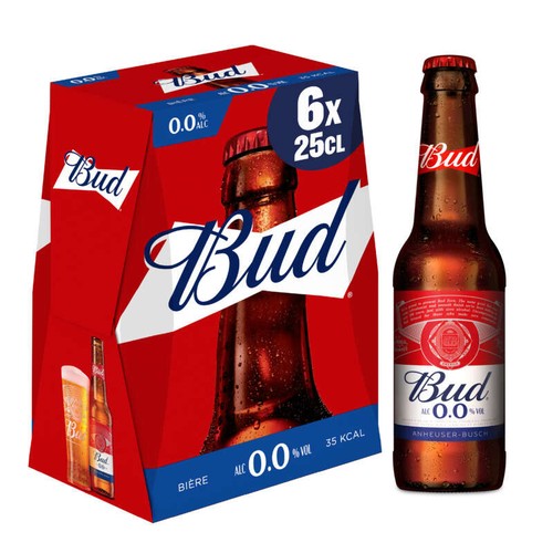 Bud Bière blonde Alcool 0,0% vol. 6x25cl