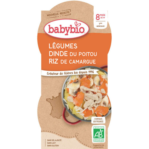 Babybio Bols Légumes dinde riz 2 x 200g