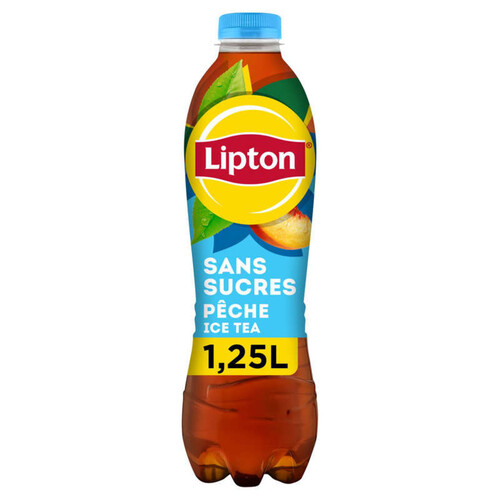 Lipton - Ice Tea - Boisson au thé zero sucres saveur pêche - La bouteille de 1,25L