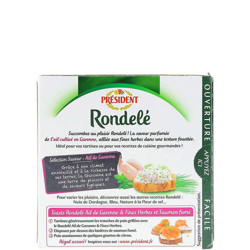 Président rondelé ail de garonne et fines herbes 125g