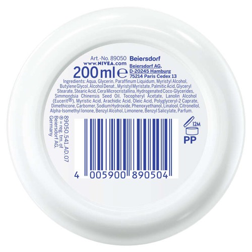 Nivea Crème de soin hydratante, huile de jojoba et vitamine E 200ml