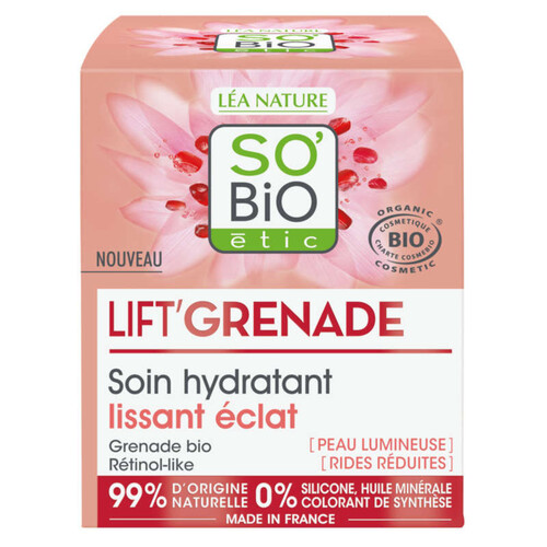 So'Bio Etic Lift Grenade Soin Hydratant Lissant Eclat 50ml