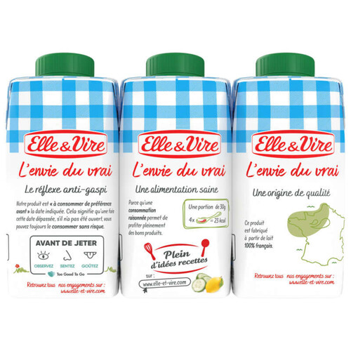 Elle & Vire Spécialité Laitière Stérilisée Uht, 4% De Mat. Gr. 20 Cl X 3