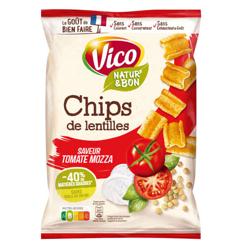 Vico Natur&Bon Chips de Lentilles aux Tomates Mozzarella 85g