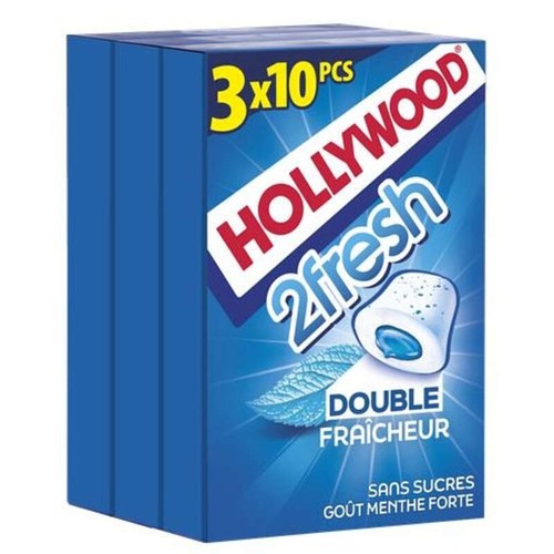 Hollywood Chewing Gum 2Fresh Menthe Fraîche x3
