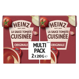 Heinz La Sauce Tomate Cuisinée En Brique Ail & Oignons 2x210g