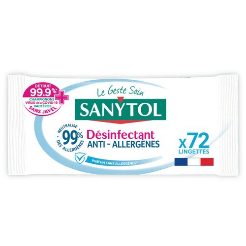 Sanytol Lingettes Désinfectantes Anti-Allergènes x72