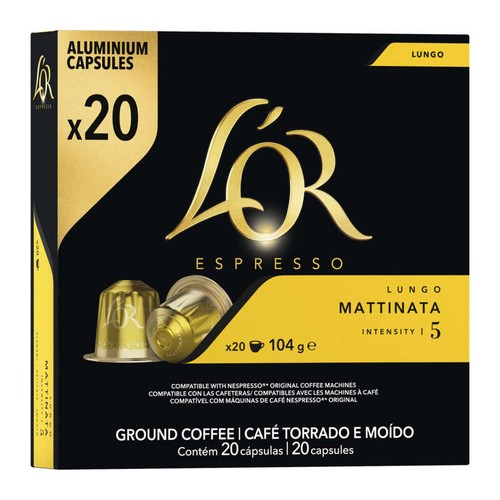 L’Or Espresso Lungo Mattinata intensité 5 Café en Capsules x 20-104g