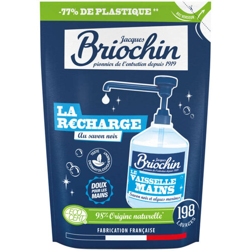 Briochin Recharge Liquide Vaisselle & Mains Au Savon Noir & À L'Algue Marine 500ml