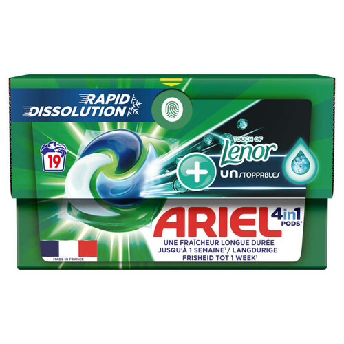 Ariel 4in1 pods touch of lenor unstoppables x19 lavages