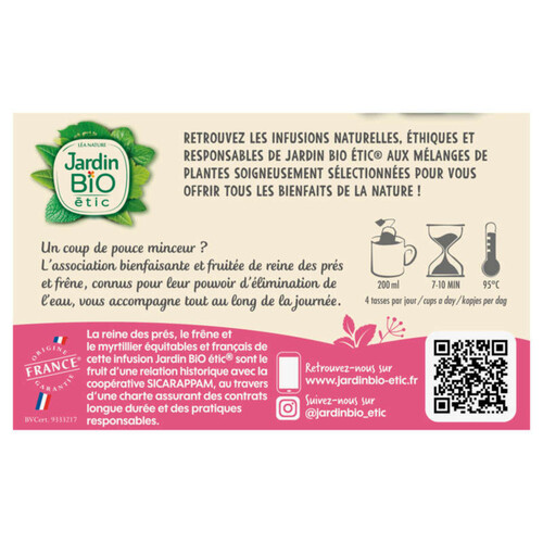 Jardin Bio Infusion Aide Minceur, Saveur Fruits Rouges, Bio 20X30G