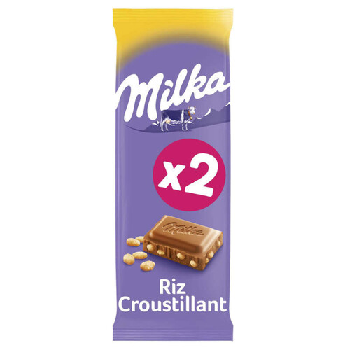 Milka Tablette Chocolat au Lait et au Riz Croustillant 2x100g