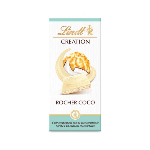 Lindt Création Tablette Chocolat Blanc Rocher Coco 145g