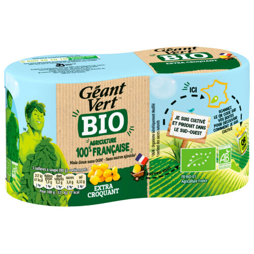 Géant Vert Mais Bio 2x 140g